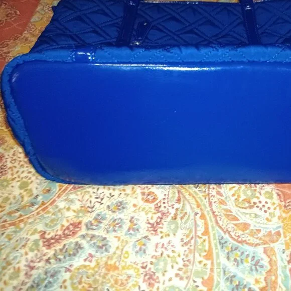 Vera Bradley Microfiber Purse Cobalt Blue Tote - Picture 5 of 10